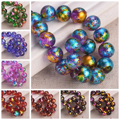#ad Round 6mm 8mm 10mm Shiny Patterns Crystal Glass Loose Beads For Jewelry Making $2.30