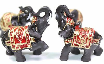 #ad Set of 4 Feng Shui Black Thai Elephant Statues Lucky Figurine Gift amp; Home Decor $11.99
