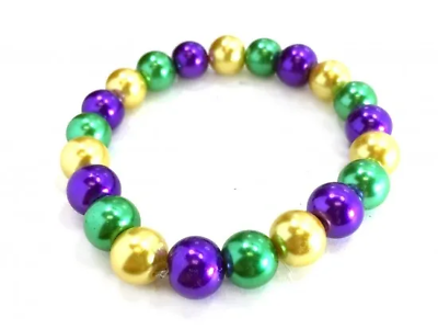 #ad Mardi Gras Pearl Multi Colored Stretch Bracelet $13.99