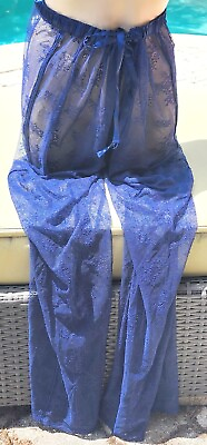#ad Victorias Secret Rare Vintage coverup L sheer lace beach pants cruise navy $34.99
