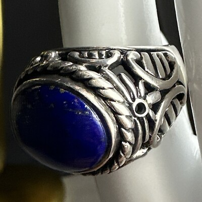 #ad Size 8 Sterling Silver Lapis Lazuli Ring $53.10