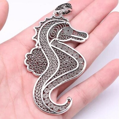 #ad 1pcs Charms 94x48mm Seahorse Charms Tibetan Silver Color Alloy Charms Pendant $2.90