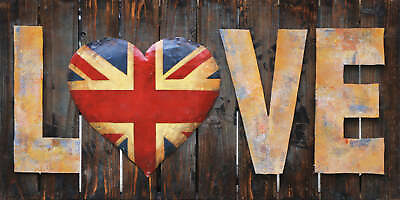 #ad 3D Metal Cutout Painting Wall Art LOVE British Flag Union Jack Heart Decor Mount $249.00