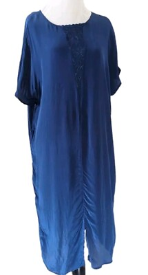 #ad Sundance Catalog Intimates Slip Dress Large Silky Lightweight Front Slit Gown $23.99