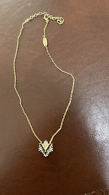 #ad Louis Vuitton V Necklace Gold Tone Women $225.00