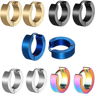 #ad Hypoallergenic Titanium Steel Loop Earrings for Men Women Huggie Hoop Piercing $4.99