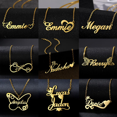 #ad Custom Stainless Steel Name Necklace Personalized Letters Gold Plated Jewelry $11.69