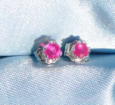 #ad PETITE ROUND 4MM RUBY STERLING SILVER STUDS .50CTW $20.25