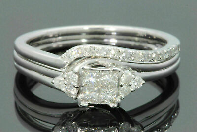 #ad 3CT PRINCESS 925 STERLING SILVER LAB grown DIAMOND WEDDING RING SET $150.00