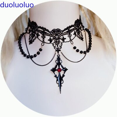#ad Handmade Dark Lolita Accessories Gorgeous Black Gothic Lace Necklace Choker $18.99
