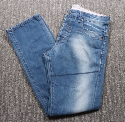 #ad Zara Jeans Button Fly Slim Straight Leg Stone Wash Embroidered Denim Men#x27;s 33x32 $29.77
