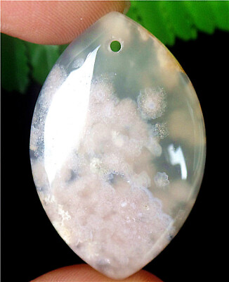 #ad 45x29x7mm Natural Pink Cherry Blossom Agate Marquise Pendant Bead BV61259 $9.59