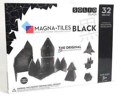 #ad Rare Solid BLACK Magna Tiles 32 Piece Black toy set 15032 $34.99