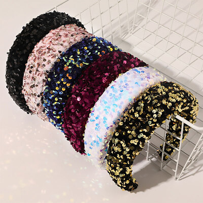 #ad Sequins Headband Party Hair Band Wide Padded Glitter Wash Face Head H 🔥 $4.79