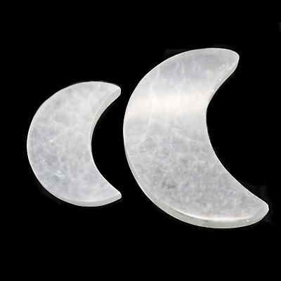 #ad Selenite Crescent Moon Plate 4 and 5 Inch For Smudging Crystal Charging $12.99