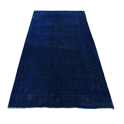 #ad 5#x27;1quot;x10#x27; Blue Hand Knotted Wool Zoroastrian Musel Wide Runner Rug R80860 $396.90