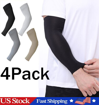#ad 4 Pack Cooling Arm Sleeves Cover UV Sun Protection Outdoor Sports Basketball $4.89