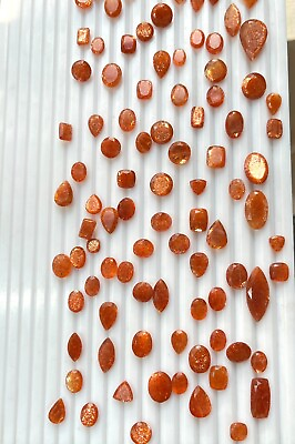 #ad Natural Orange Sunstone Multi flakes African Stone Rainbow Lattice Gemstone $624.00