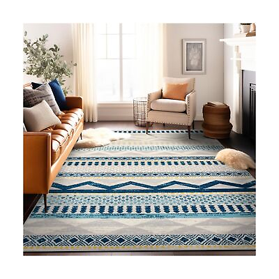 #ad Rugshop Sky Collection Contemporary Bohemian Design Area Rug 7#x27;10quot; x 10#x27; Blue $181.25