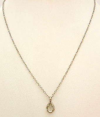 #ad Kendra Scott Delicate Clear Crystal Teardrop Pendant Silver Tone Necklace 17quot; $22.99