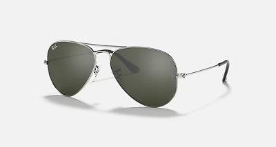 #ad RAY BAN AVIATOR MIRROR SUNGLASSES RB3025 W3277 POLISHED SILVER W SILVER LENS $109.99