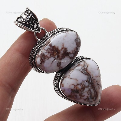 #ad Gift For Her Silver Plated White Turquoise Gemstone Jewelry Pendant 2.5quot; $4.50