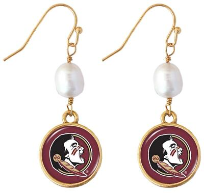 #ad Florida State Seminoles Diana Gold and Pearl Dangle Earrings Jewelry Gift FSU $19.49