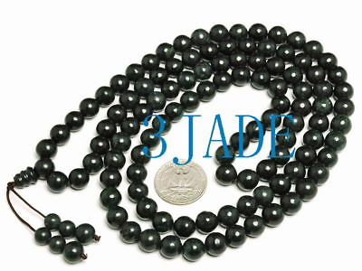#ad 40quot; Tibetan Serpentine Black Jade Meditation 108 Prayer Beads Mala $14.99
