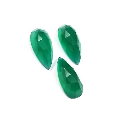 #ad Chalcedony Faceted Green Gemstone Lout 18X8X6.5mm Pear Cut Rose Making Jewelry $9.34