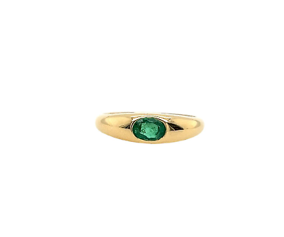 #ad 18ct Yellow Gold Ring Set With 0.40ct Oval Natural Fine Quality Emerald GBP 1095.00