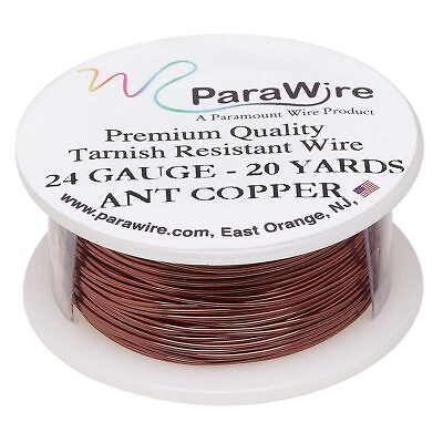#ad ParaWire Antique Copper Craft Wire 24 Gauge 20 Yards Pure Copper Tarnish Resista $15.64