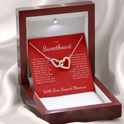 #ad Interlocking Hearts Necklace With A Heart Touching Message Gift For Her Wife $49.95