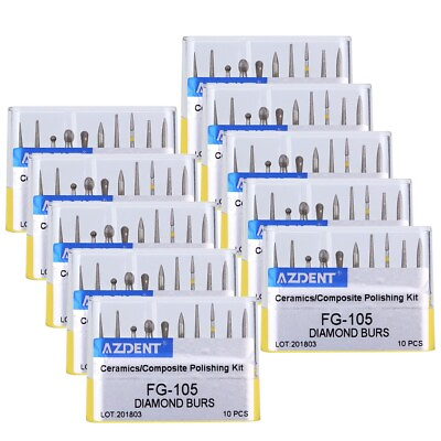 #ad 20boxes AZDENT Dental Fresas de Diamante Cerámica Kit FG105 de Pulido Compuesto $29.98