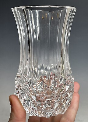 #ad 5quot; Vintage Crystal D#x27;Arques Vase Bud Geometric Modern Clear Modernism $12.00