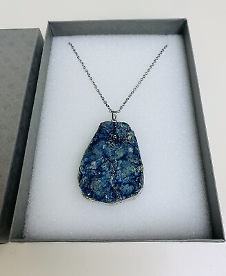 #ad New Natural Stone Druzy Geode Pendant Necklace size May Vary. $25.00