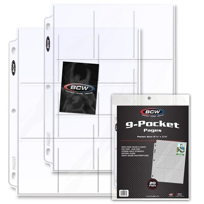 #ad 20 Sheets 9 Pocket Card Pages for Binders Baseball Sport Pokemon Cards Storage $8.99
