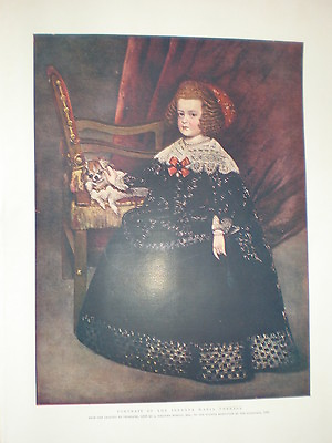 #ad Portrait of the Infanta Maria Theresa from Velasquez 1904 old colour print GBP 12.50