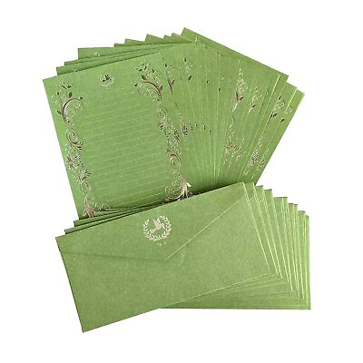 #ad Envelopes with Letter Paper Set20 Green Elegant Retro Special Design Writing ... $21.71