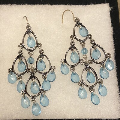 #ad #ad Vintage Blue Bohemian Chandelier Earrings $18.00