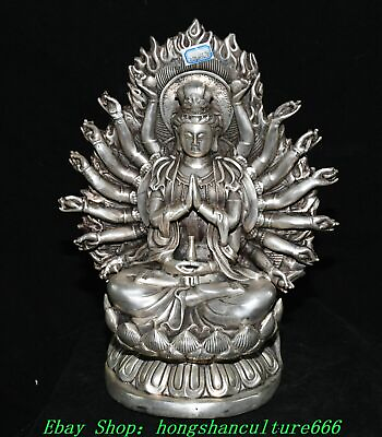 #ad 11.8#x27;#x27;Old Tibet Bronze Silver 16 Hands Maha Cundi Mother Buddha Statue Sculpture $246.12