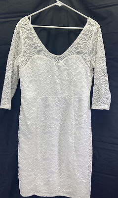 #ad Bold Elements White lace Dress double V Neck lined szL elegant $19.00