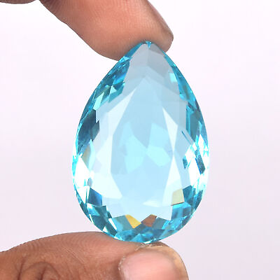 #ad Pear Cut Brazilian Swiss Blue Topaz Loose Gemstone 32.75 Ct Faceted Topaz Stone $15.29