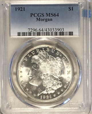 #ad Very Nice NGC 64 1921 P Morgan Silver Dollar Super Coin $150.00