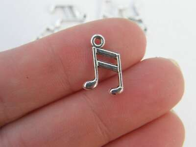 #ad 16 Music note charms antique silver tone MN1 $4.25
