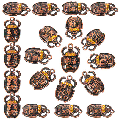 #ad 20 Pcs Scarab Pendant Vintage Beetle Charm Antique Necklaces $8.35