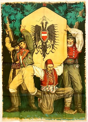 #ad Original WW1 Poster AUSTRIA HUNGARY AUSTRIA COAT OF ARMS PEOPLE VOLUNTEERS $249.00