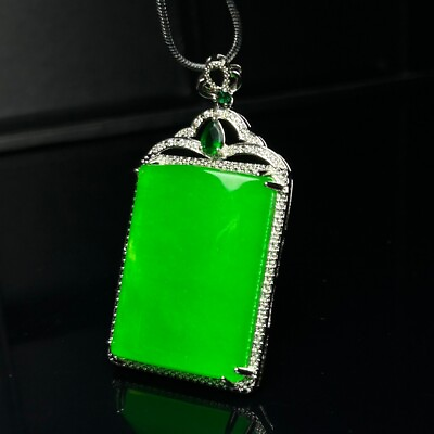 #ad Natural Perfect Ice Jade Jadeite Carved AA Green Pendantamp;Necklace Certified $39.98