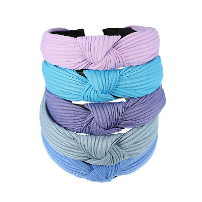 #ad 5 Pcs Wide Knotted Headband Wide Headbands for Women Girl Blue Purple 1.18quot; $15.50
