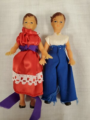 #ad VINTAGE ARI GERMANY RUBBER 4quot; JOINTED DOLLS 2 COUPLE GUY GAL $16.95