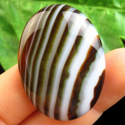 #ad D81744 Brown White Onyx Agate Oval Cab Cabochon 40x30x7mm $10.91